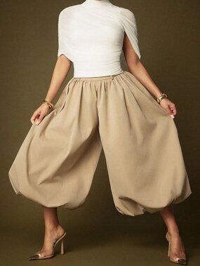 Camel Casual Women's Woven High Waist Balloon Shape Pants